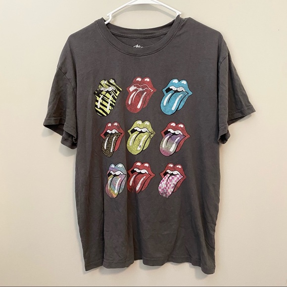 Tops - ROLLING STONES Retro Vintage Style Tongue Band Tee